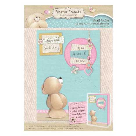 A5 Kraft Notes Forever Friends Card Kit with Embellishments